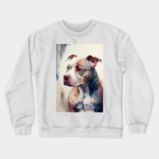 Watercolor Pit Bull Terrier Design Crewneck Sweatshirt